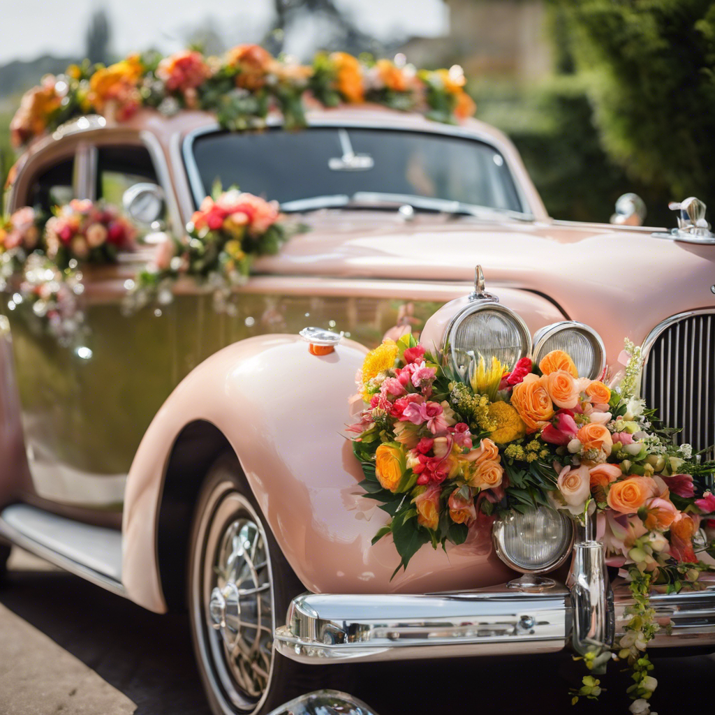 Brautpaarauto mit Blumen