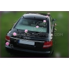 Hochzeit Autoschmuck Rosa Rosen und Herzen