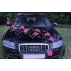 Autoschmuck für Hochzeit Rosa Rosen und Herzen