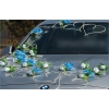 Blaue und weiße Rosen Rattanherzen Autodekoration