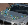 Blaue und weiße Rosen Rattanherzen Autodekoration