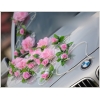 Dekoration für Hochzeitsauto rosa Rosen mit Rattan - Autodeko