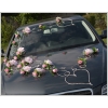 Dekoration für Hochzeitsauto rosa Rosen mit Rattan - Autodeko