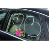Autoschmuck Hochzeit Dunkelpink Roses Rattanherz
