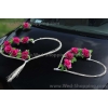 Autoschmuck Hochzeit Dunkelpink Roses Rattanherz