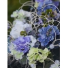 Hochzeitsauto Dekoration lila Blumen in blauem Rattan