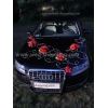 Brautauto Schmuck Rot Blumen