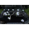 Autodeko Hochzeit Weiße Rosen Rattanherz
