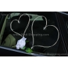Autodeko Hochzeit Weiße Rosen Rattanherz