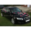 Autoschmuck Herzen und dunkel rosa Orchideen