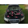 Autoschmuck Herzen und dunkel rosa Orchideen