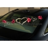 Autoschmuck Herzen und dunkel rosa Orchideen