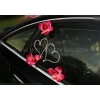 Autoschmuck Herzen und dunkel rosa Orchideen