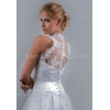 Hoher Halskragen Spitze-Bolero Hochzeit Jacke ärmellos Stickerei Spitze Tasten Befestigungs