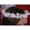 Weiß und Rosa Kopfschmuck Haarschmuck Tiara Diadem Kommunion Kranz