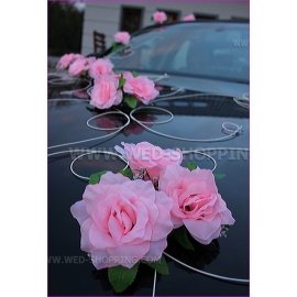 Hochzeit Autoschmuck Rosa Rosen und Herzen