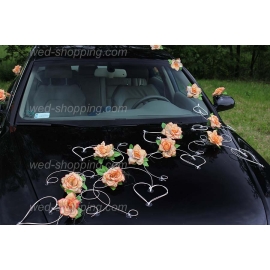Autoschmuck für Hochzeit SALMON Rosen