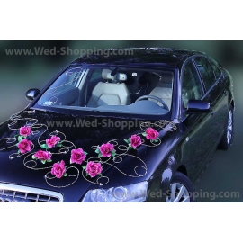 Hochzeitsauto Schmuck Burgund Rosen