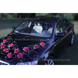 Hochzeitsauto Schmuck Burgund Rosen