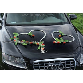 Autostrauß Hochzeitsauto Orange-gelbe Tulpen Kunstblumen