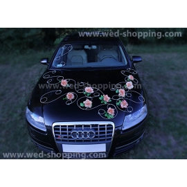 Hochzeitsauto Schmuck Salmon Rosen