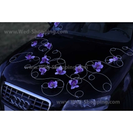 Autoschmuck Hochzeit flieder Orchideen