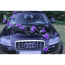 Autoschmuck für Hochzeit  Rosen Lila Violett