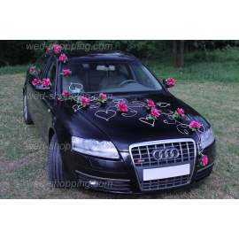 Autoschmuck für Hochzeit Burgund Rosen und Herzen