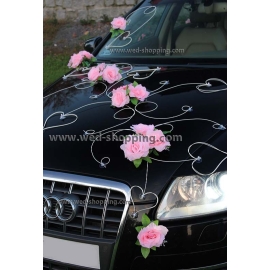 Autoschmuck Rosa Rosen und Herzen