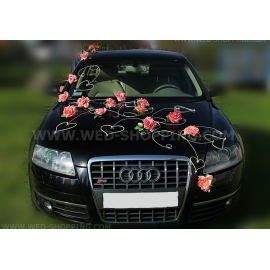 Brautautoschmuck Korallen Rosen