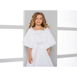 Cape für Mädchen mit Bommeln Fell Weiß / Creme / Ivory