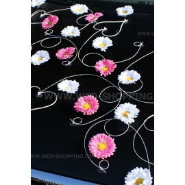Rosa und Weiss Gerbera Autoschmuck Hochzeit