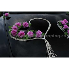Autodekoration Hochzeit Mauve Roses Rattanherz