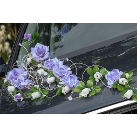 Dekoration für Hochzeitsauto Lila-Blau und Ivory