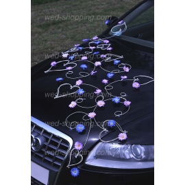 Hochzeitsschmuck für Auto violet-blau Gänseblümchen