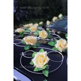 Autoschmuck für das Hochzeitsauto goldgelb Rosen