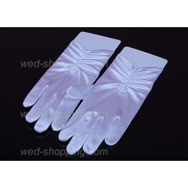 Dehnbares Satin  gekräuselte Erstkommunion Handschuhe