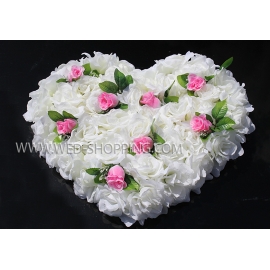 Creme und Pink Autodeko Herz aus rosen für Hochzeit