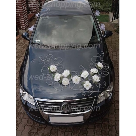 Hochzeitsauto Deko Weiße Rosen
