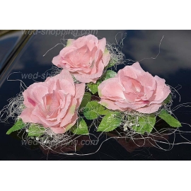 Hochzeitsauto Deko rosa Rosen