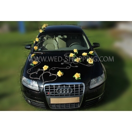 Gelbe Rosen Autoschmuck Hochzeit
