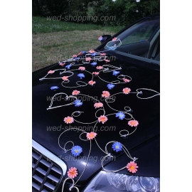 Hochzeitsschmuck auto Pfirsich und Blau Gänseblümchen Rattan Herz