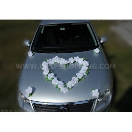 Weisse Rosen mit Saugnäpfen Brautauto