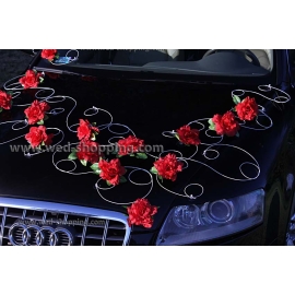 Brautauto Schmuck Rot Blumen