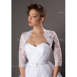 Spitzen Wrap bolero Jacke Zwei-Drittel Ärmeln Stickerei Spitze