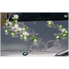 Set Autoschmuck für Hochzeit aus Weißen Rosen