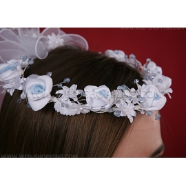 Weiß und Blau Kopfschmuck Haarschmuck Kommunion Kranz