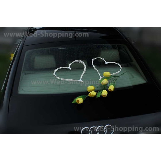 Autoschmuck Hochzeit  gelben Tulpen