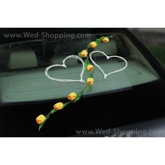 Autostrauß Hochzeit Gelbe Tulpen Kunstblumen