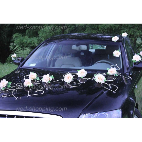 Autoschmuck für Hochzeit Lemon Rosen und Herzen